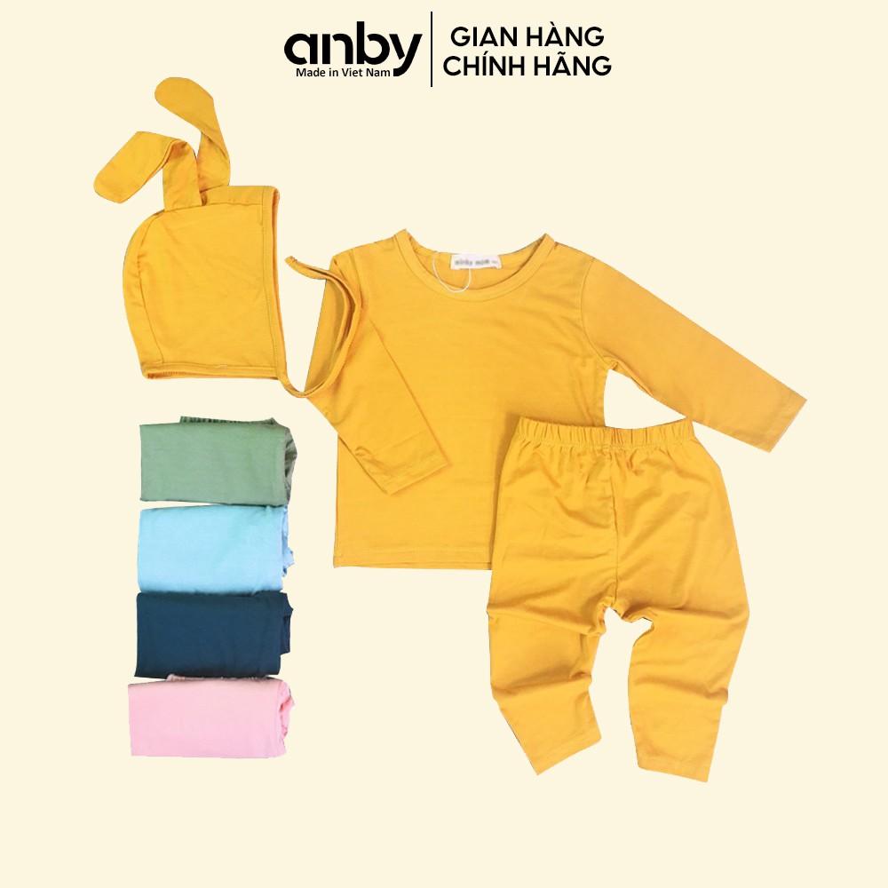 Bộ quần áo dài tay body trẻ em ANBY unisex nhiều màu cho bé từ 0 đến 5 tuổi tặng kèm nón tai thỏ