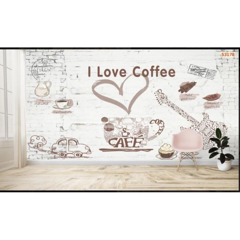 Tranh dán tường 3D trang trí quán cafe