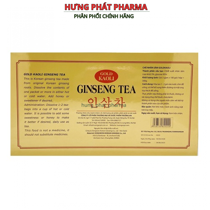 Trà nhân sâm Gold Kaoli Ginseng Tea Hộp 100 gói