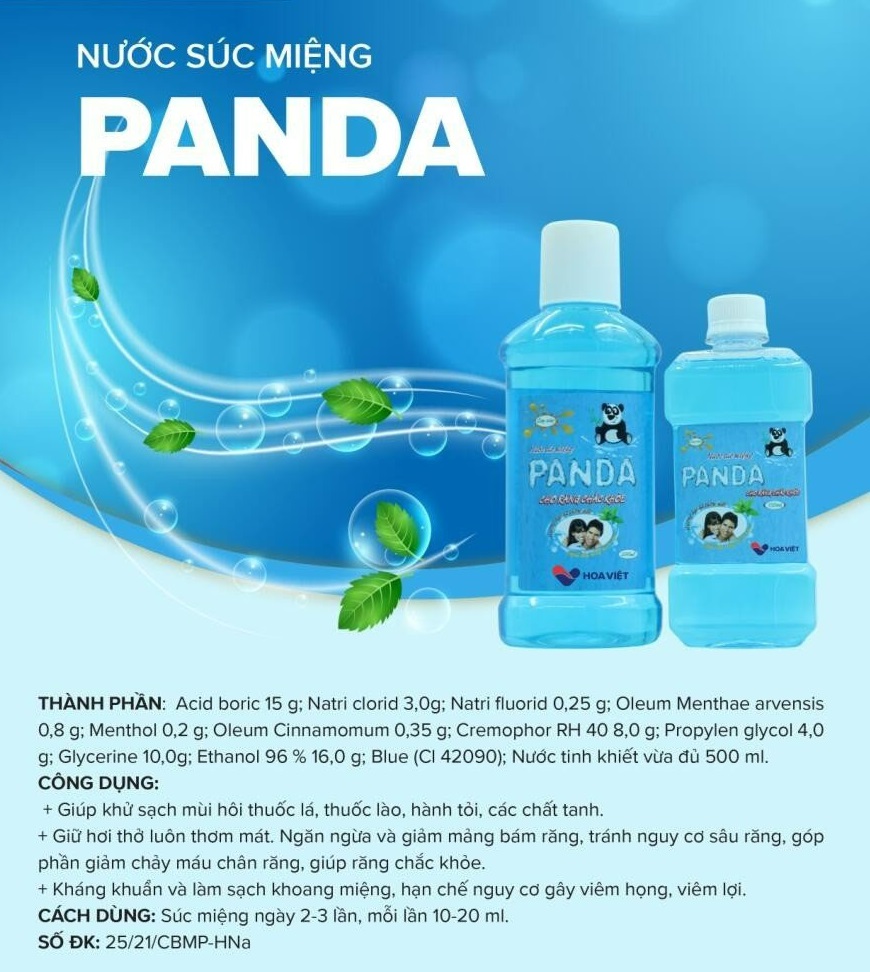 Nước súc miệng Panda giúp khử sạch mùi hôi, giữ hơi thở thơm mát 500ml
