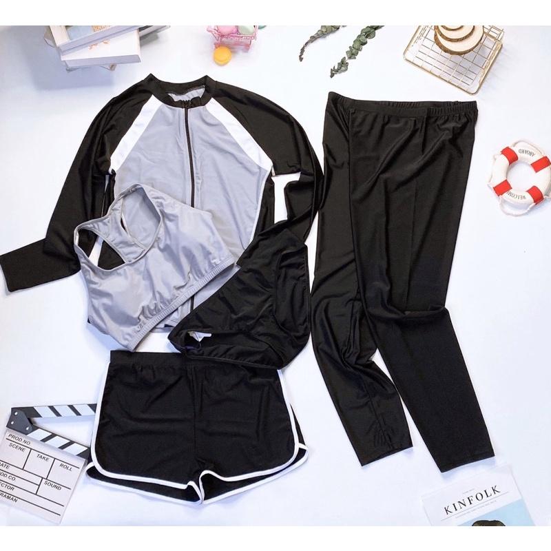 Set đồ bơi tay dài nam nữ khoá kéo
