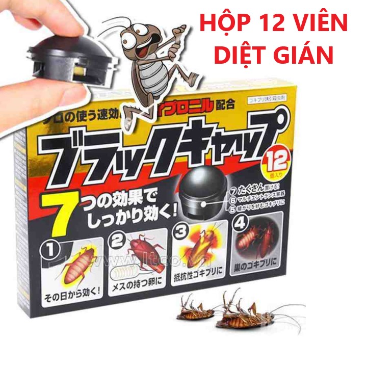 Hộp diệt gián Nhật Bản 12 viên không gây độc hại viên đuổi gián chỉ diệt dán (màu trắng)