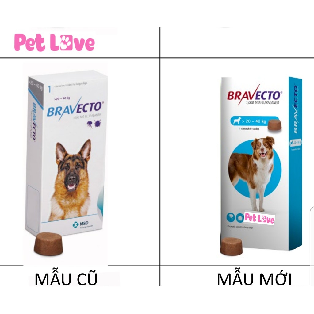 Bravecto diệt ghẻ, ve rận, bọ chét (chó 20 - 40kg)