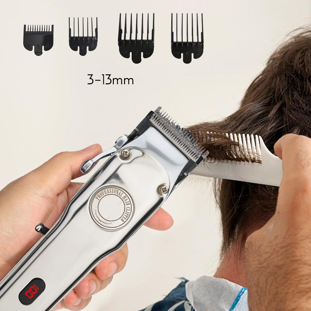 Tông đơ cắt tóc chuyên nghiệp không dây, vỏ kim loại cho nam giới