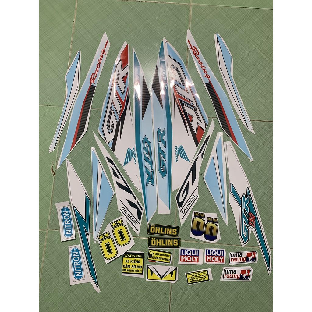 Tem winner 150 GTR trắng xanh cao cấp