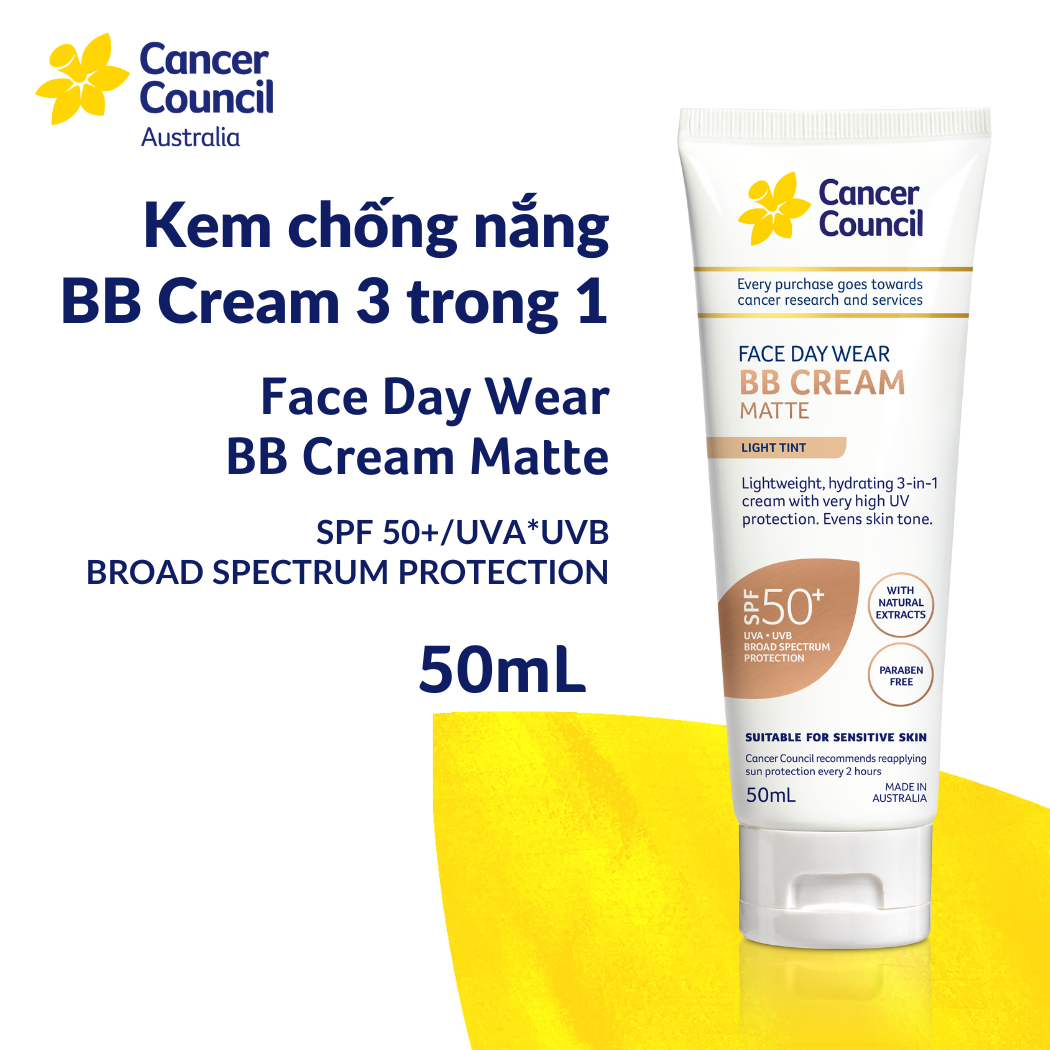 Kem chống nắng Cancer Council - BB Cream 3 trong 1 SPF50+/PA++++ 50ml