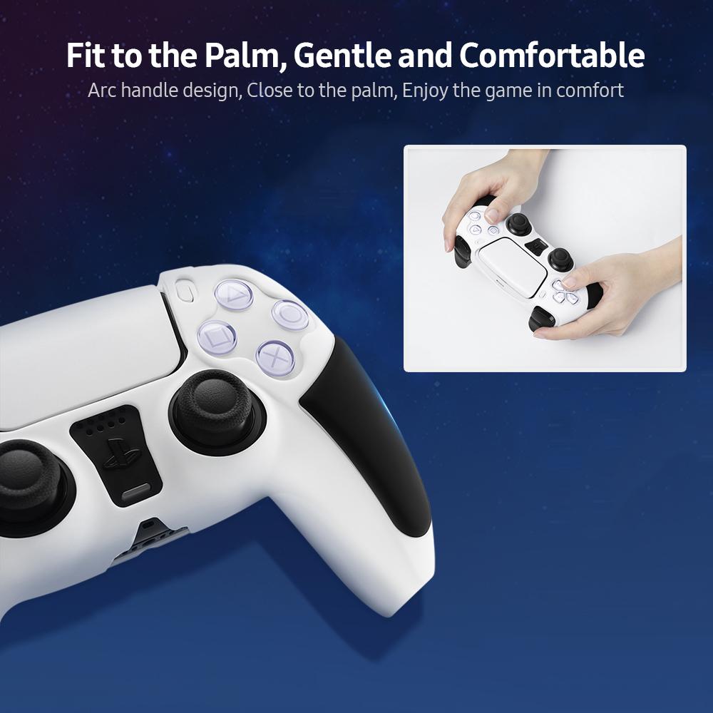 BUBM Silicone Cover cho Gamepad Tương thích với PS5 Silicone Bảo vệ chống va đập Linh hoạt và Bền nhiều - Màu trắng