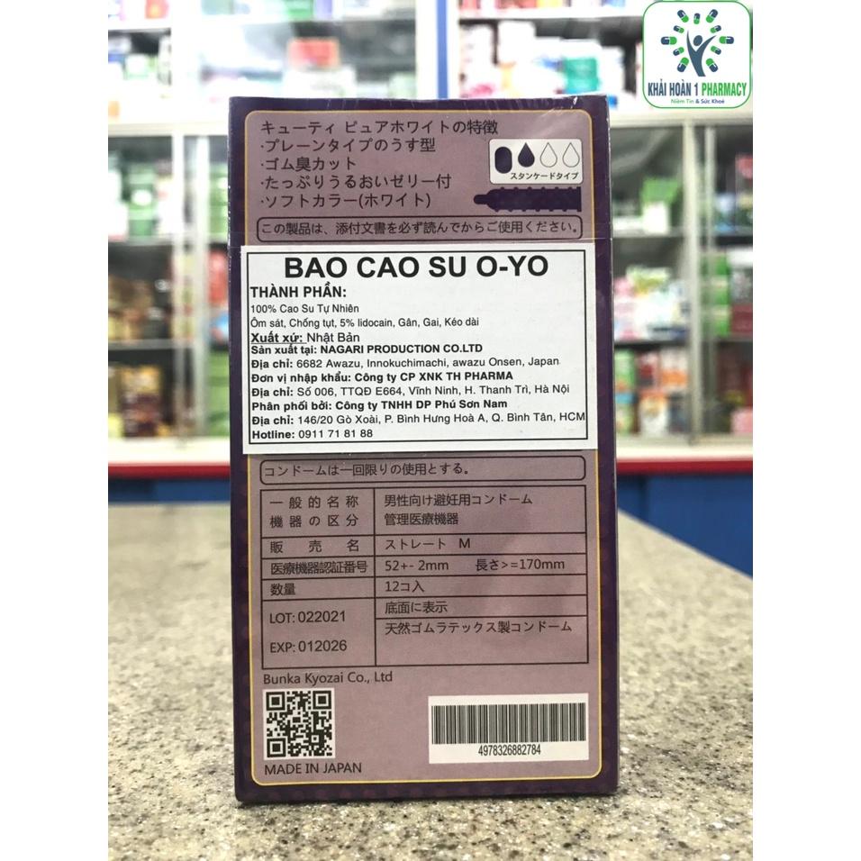 Bao cao su O-YO siêu mỏng, gân gai, chống xuất tin.h sớm – Hộp 12 chiếc