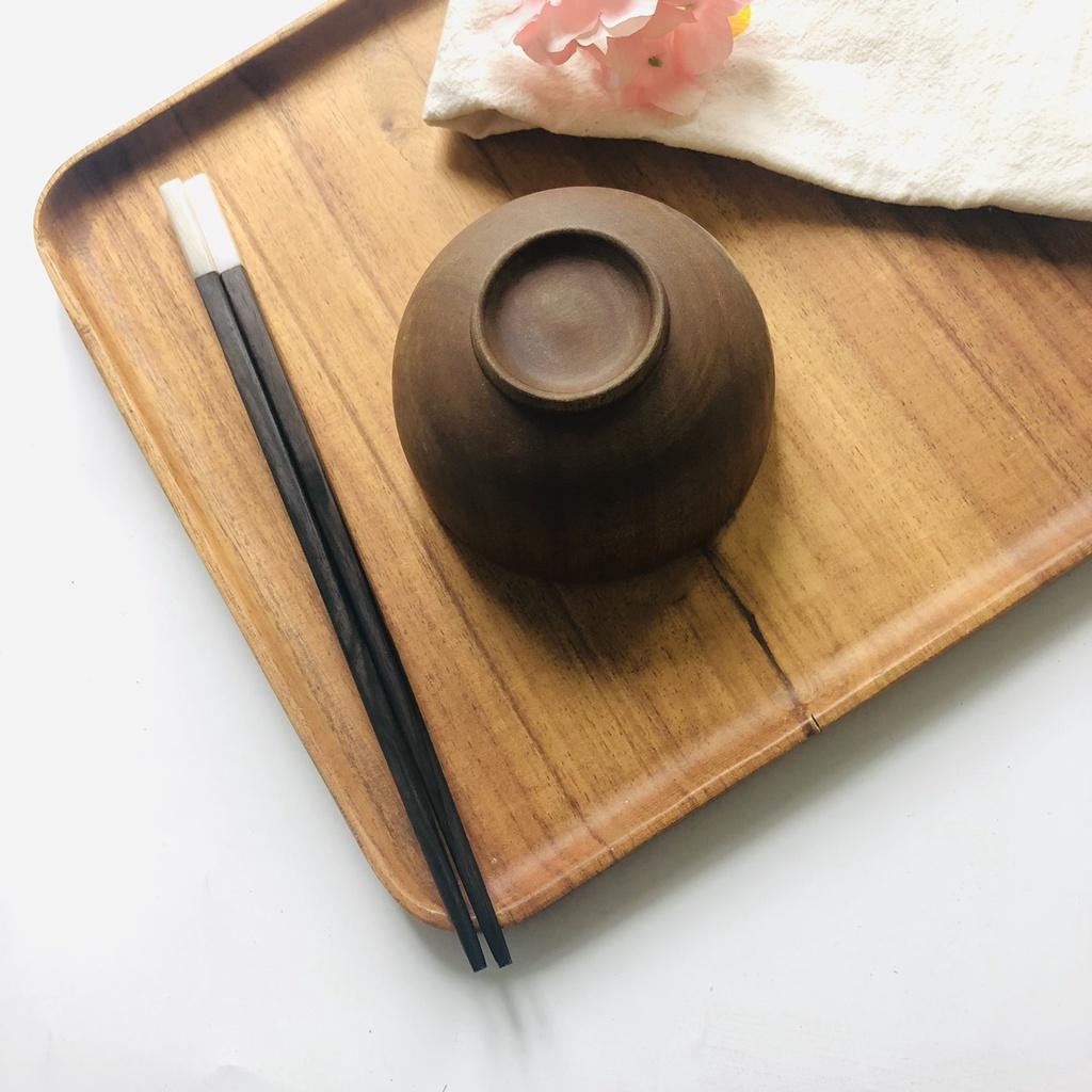 Đũa Gỗ Mun Cán Khảm Trai Trắng 25cm, Đũa Gỗ Ăn Cơm, Phụ Kiện Bàn Tiệc, Chụp Ảnh Trang Trí