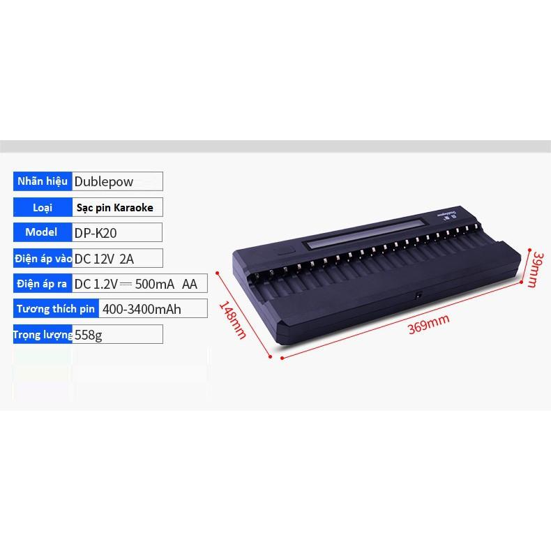 Sạc pin AA 20 viên màn hình LCD DoublePow DP-K20