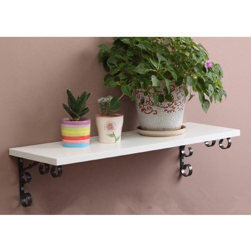2x Metal Black Floating Wall Shelf Bracket Support Holder Wall Rack DIY #1
