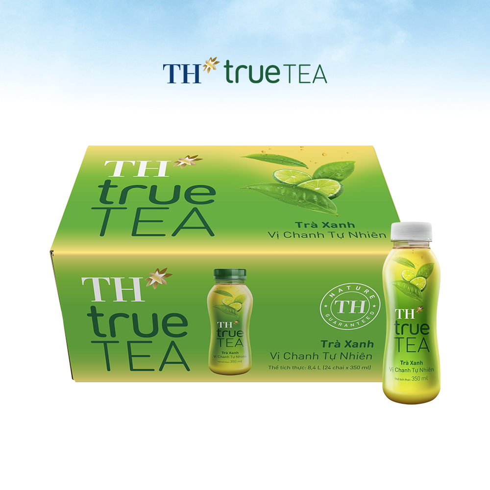 Thùng 24 chai trà xanh vị chanh tự nhiên TH True Tea 350ml (350ml x 24)