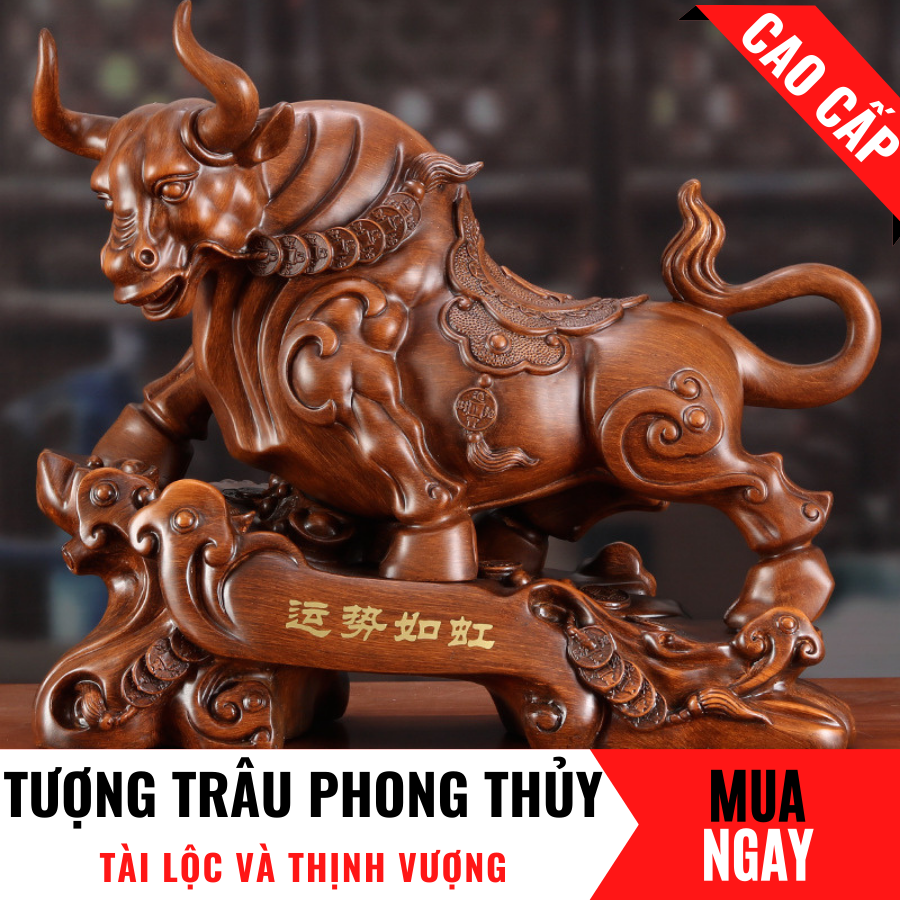 Tượng Trâu Trang Trí Phong Thủy Cao 26cm