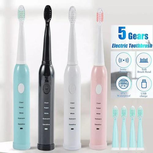 Bàn Chải Đánh Răng Điện Công Nghệ Rung Sóng Âm Cao Cấp Electric Brush Tặng Kèm 4 Đầu Bàn Chải