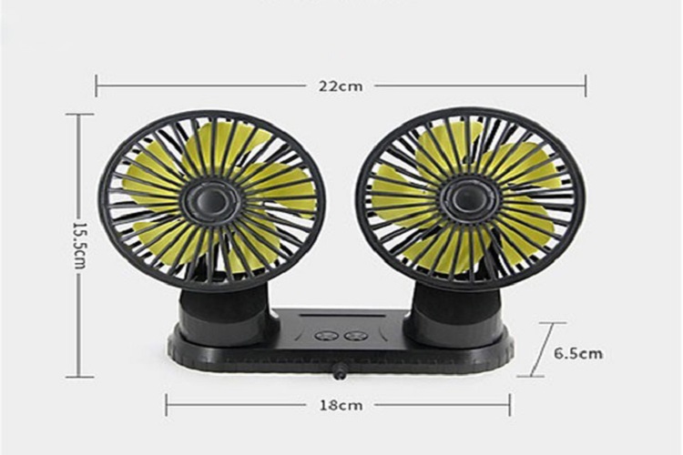 Quạt Đôi Mini Cho Ô Tô 5V 12V 24V Sạc Usb Dùng Cho Xe Hơi Bàn Làm Việc Văn Phòng Xoay 360 Độ
