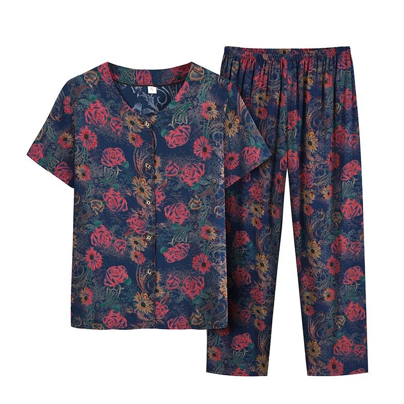 Đồ Bộ Trung Niên - Set Mặc Nhà Áo Ngắn Quần Dài Nhiều Màu Hoạ Tiết Vải Lanh Sợi Tự Nhiên CDDT01