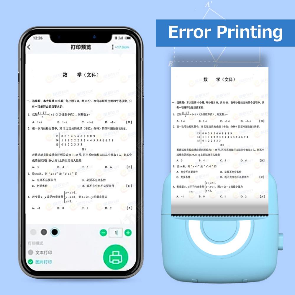 C13 Pocket-size Printer BT Thermal Printer No-ink Printing Long Endurance Time Support Photo Notes Errors Memo Printing