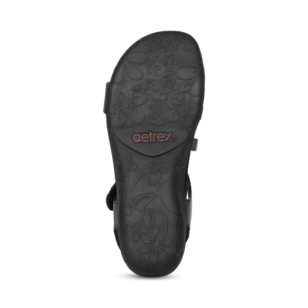 Sandal sức khỏe nữ Aetrex Jess Black