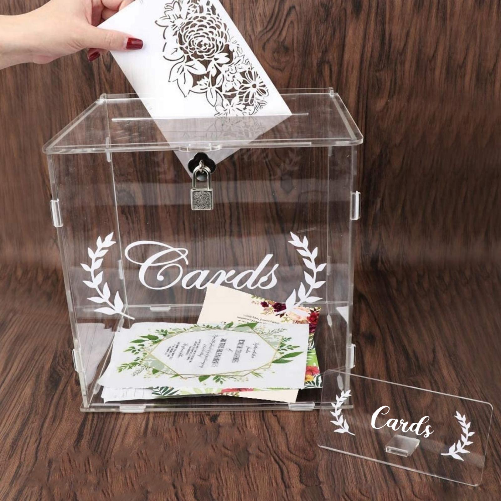 Acrylic Wedding Cards Box Money Gift Holder Box Decoration Wedding Keepsake Box with Lock for Wedding Reception Anniversary Graduation, 9.84x9.84''