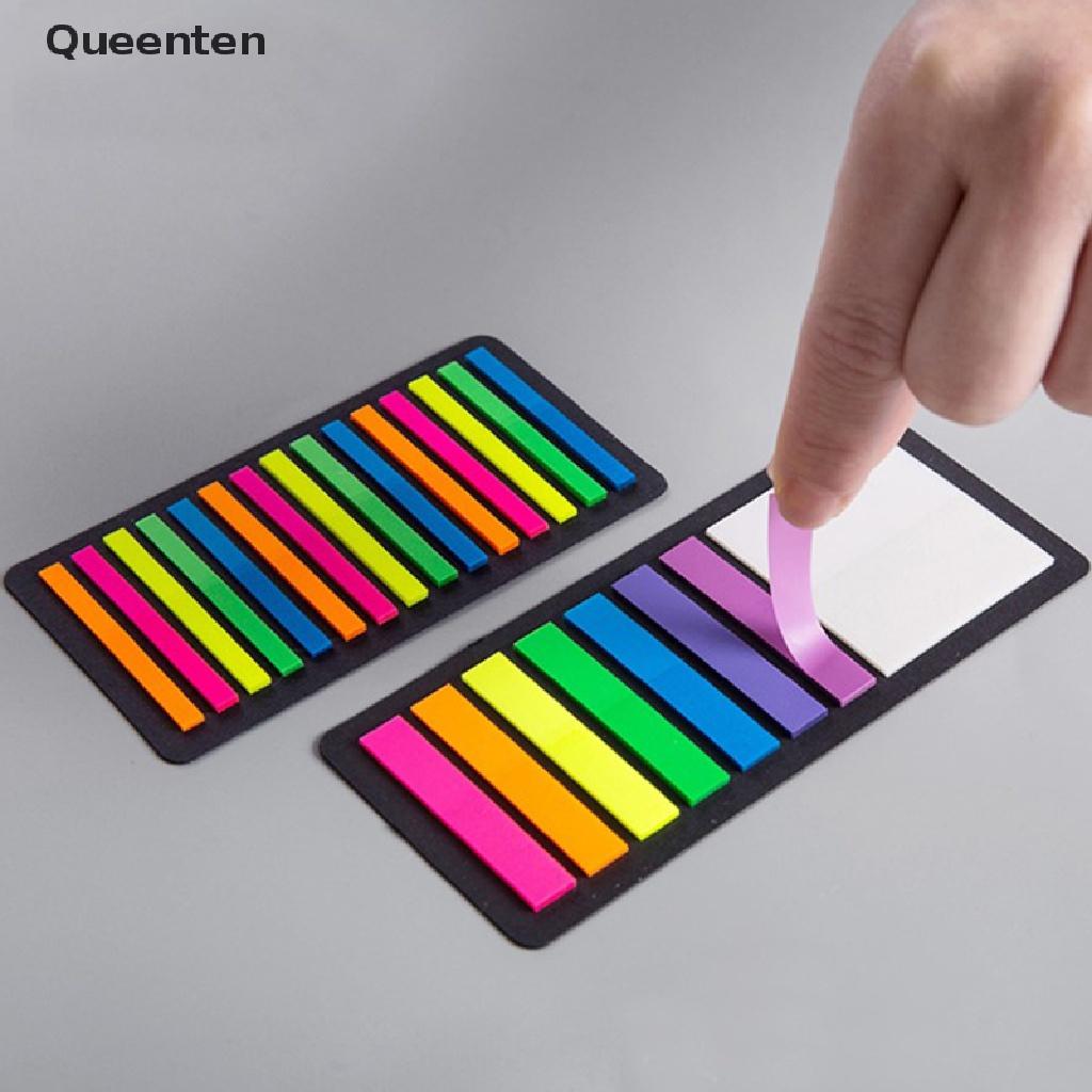 Queenten 160/300pcs Color Transparent Fluorescent Index Tabs Flags Sticky Note Stationery QT