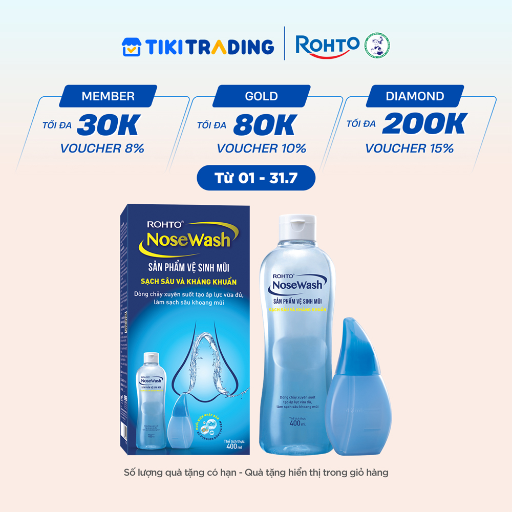 Bộ sản phẩm rửa mũi tiện dụng Rohto NoseWash (1 bình vệ sinh mũi Easy Shower + 1 chai dung dịch 400ml)