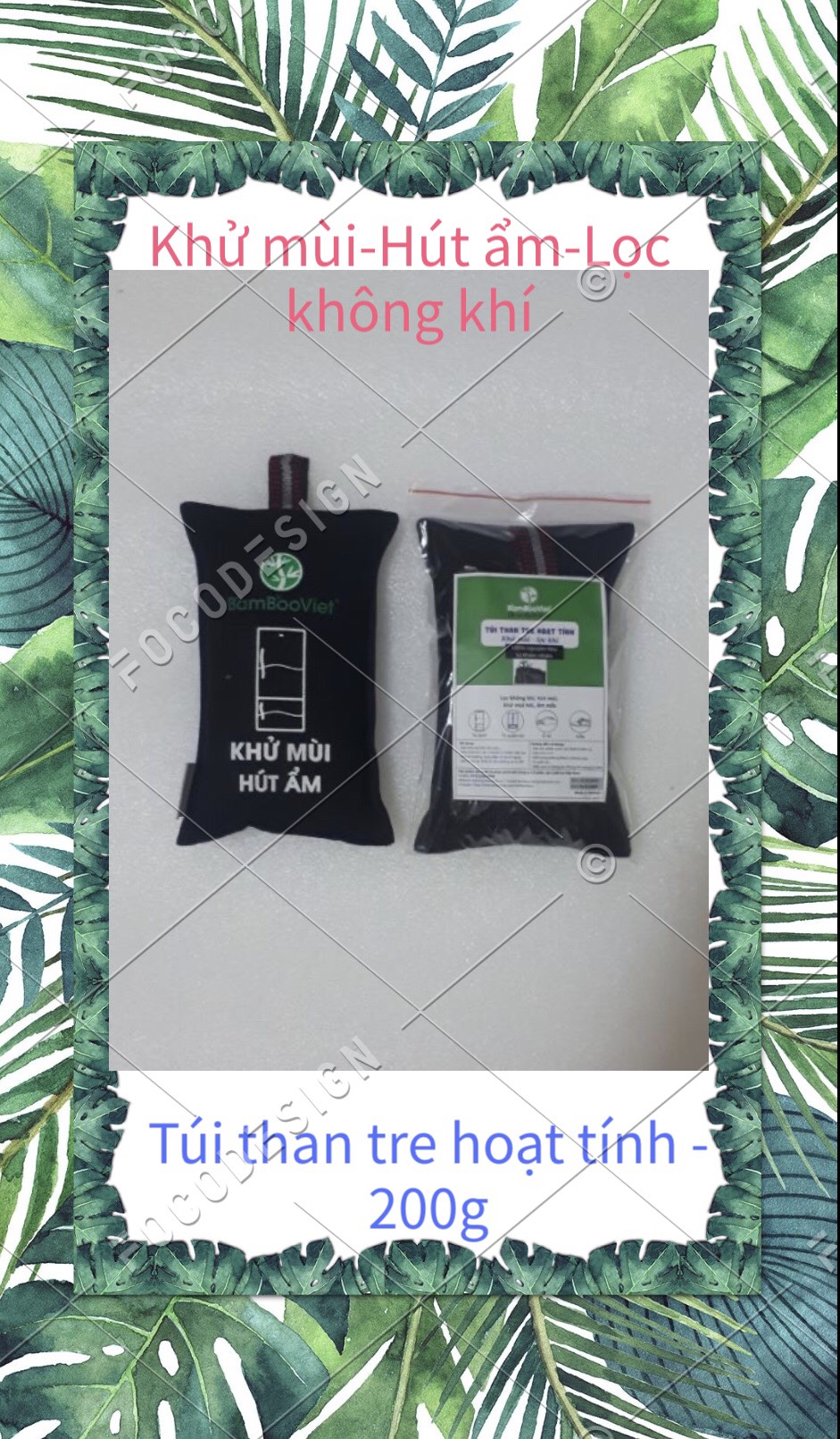 TÚI THAN TRE HOẠT TÍNH KHỬ MÙI TỦ LẠNH (200 GR)