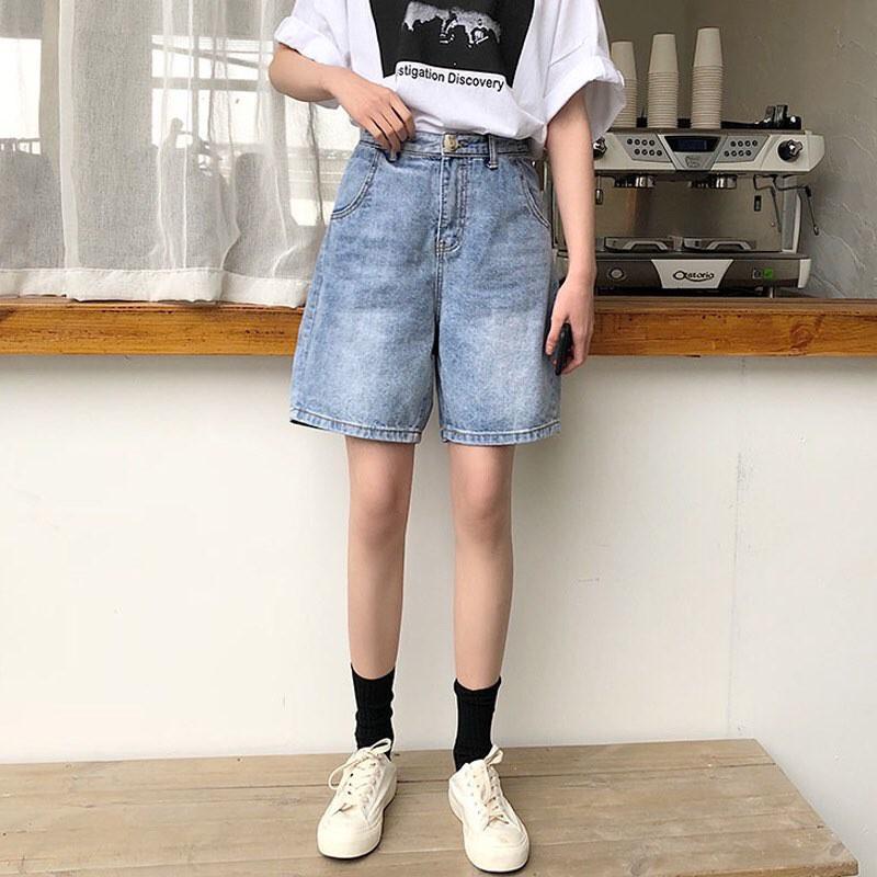 Quần Short Jean Nữ Ống Rộng Túi Trước