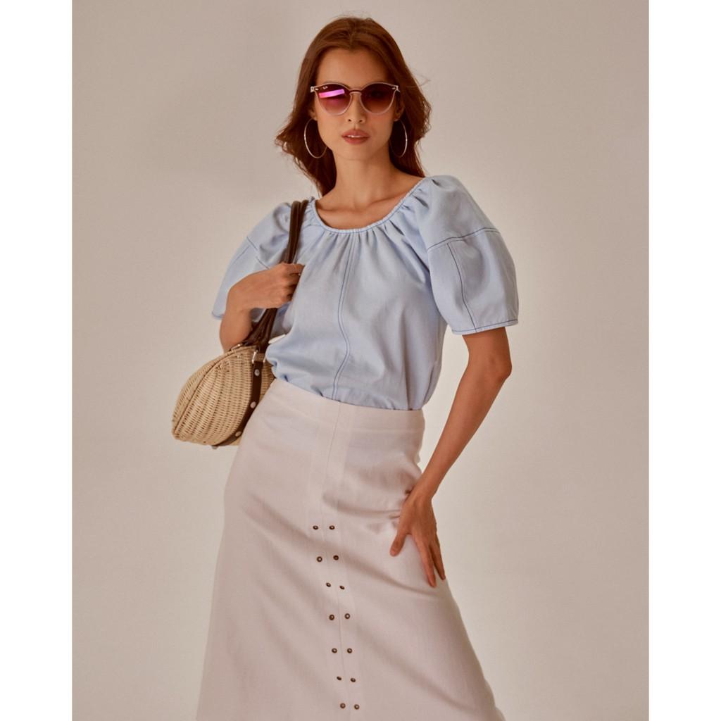 Áo Kiểu Linen Becoming Unveil F2 Màu Xanh AK469