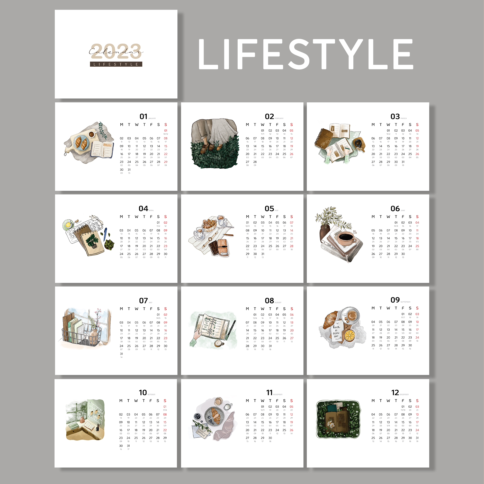 [STHM stationery] - Lịch bàn đế gỗ 2023 - Lifestyle - Tặng 12 sticker - Giấy mỹ thuật 220gsm - Có lịch âm dương