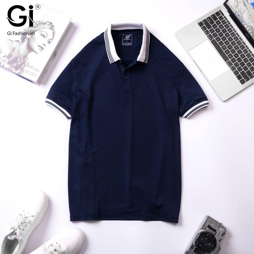 Áo polo nam GI, màu xanh Navy chất liệu cá sấu poly