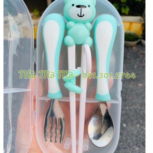 Set muỗng đũa nĩa hình gấu cho bé