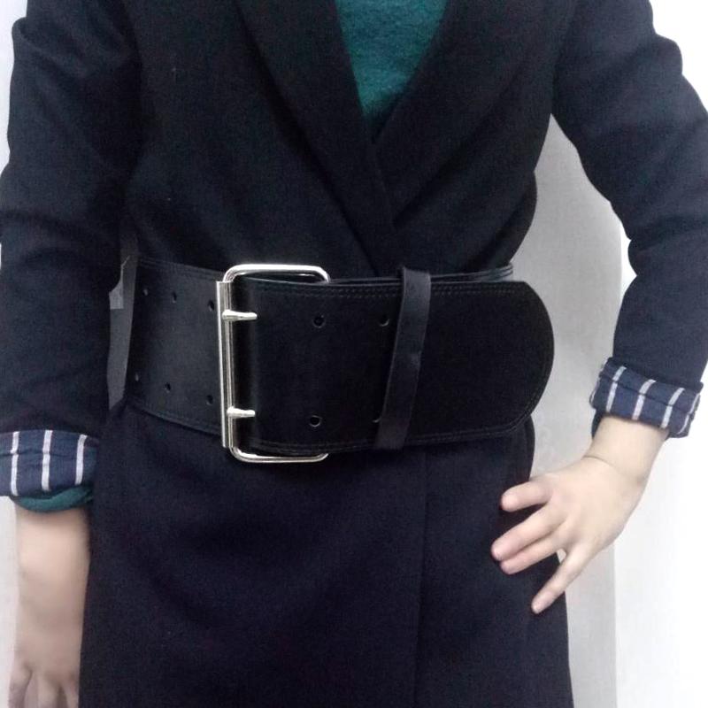 Cổ Điển Thời Trang Lớn Kim Loại Khóa Pin Kép Nữ Rộng Thắt Lưng Nữ Thiết Kế Cao Cấp Nữ Casual Dây Da Mùa Đông áo Khoác