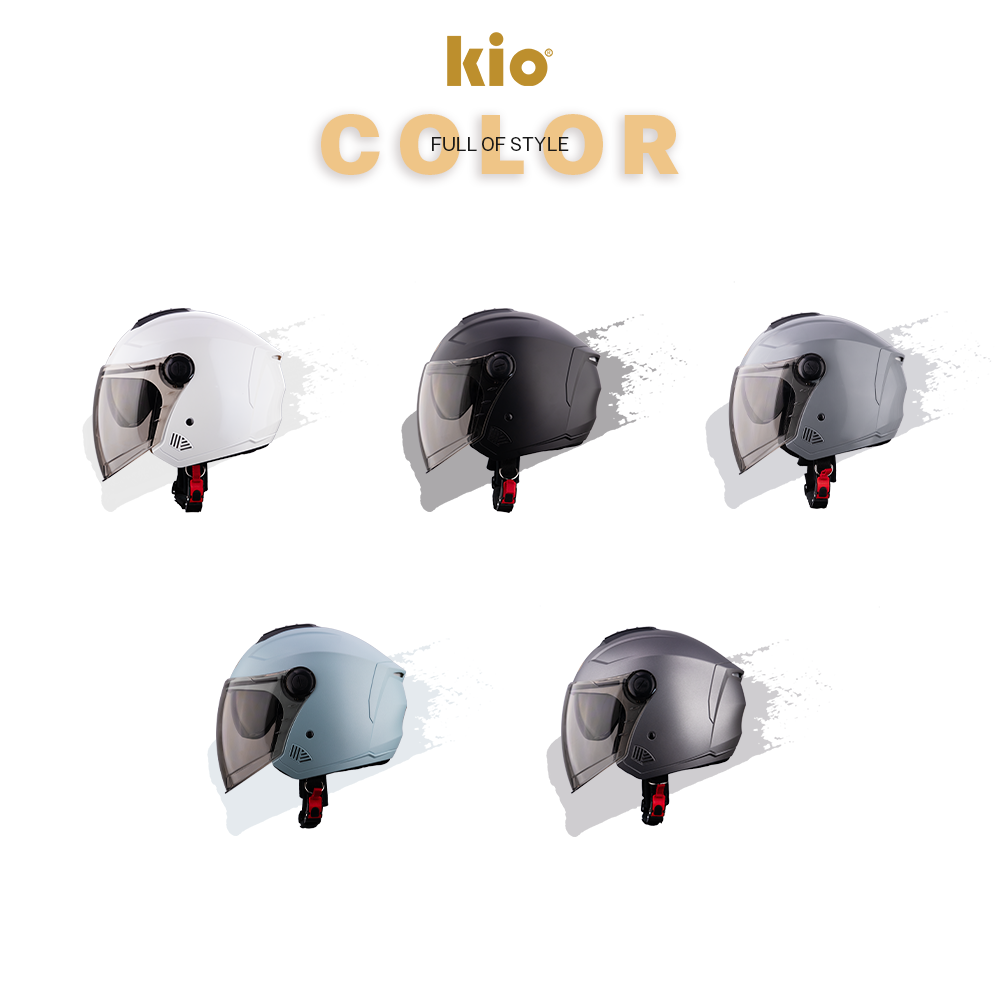 Mũ Bảo Hiểm 3/4 Kio SafeStyle Metro KN11K, 2 Kính Phủ Nano Chống Tia UV, Lót Kháng Khuẩn Tháo Rời - Xám xi măng (bóng)