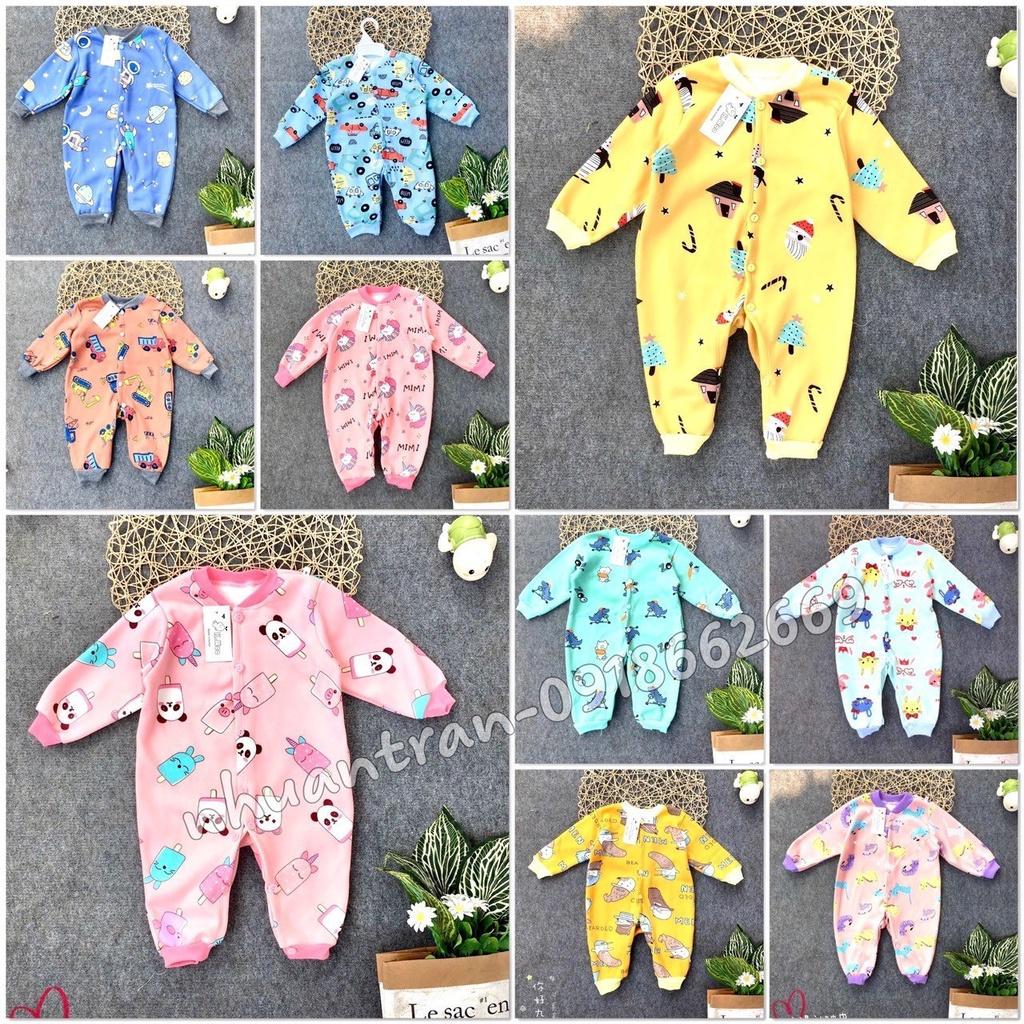 Body cho bé( body dài tay nỉ lót lông) bé trai, bé gái size 3-14kg