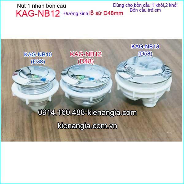 Nút nhấn xả bồn cầu lỗ khoét sứ KAG-NB12-D48mm, nút nhấn cầu xả 1 nhấn