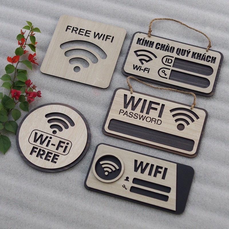 Bảng Gỗ Decor Quán Free Wifi trang trí cao cấp hiện đại khắc theo yêu cầu ( tặng kèm dây treo