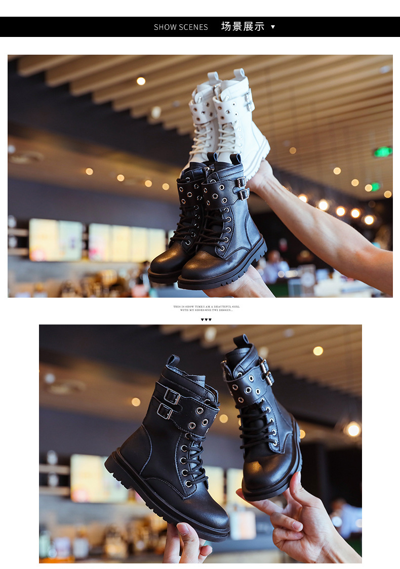 Giày bốt boots cổ cao cho bé gái phong cách Hàn Quốc đẹp diện đi chơi đi tiệc size 26-37 hàng Quảng Châu cao cấp