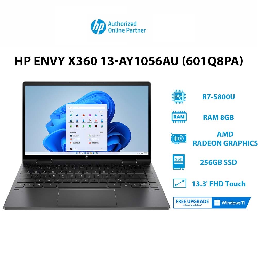 Laptop HP Envy X360 13-ay1056AU 601Q8PA (R7-5800U  8GB  256GB 13.3' FHD Touch  W11 Hàng chính hãng