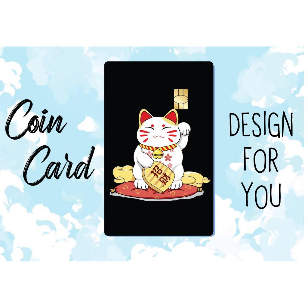 Decal dán Thẻ ATM, debit, thẻ từ, thẻ chung cư, bảo vệ thẻ hình MÈO THẦN TÀI MANEKI NEKO