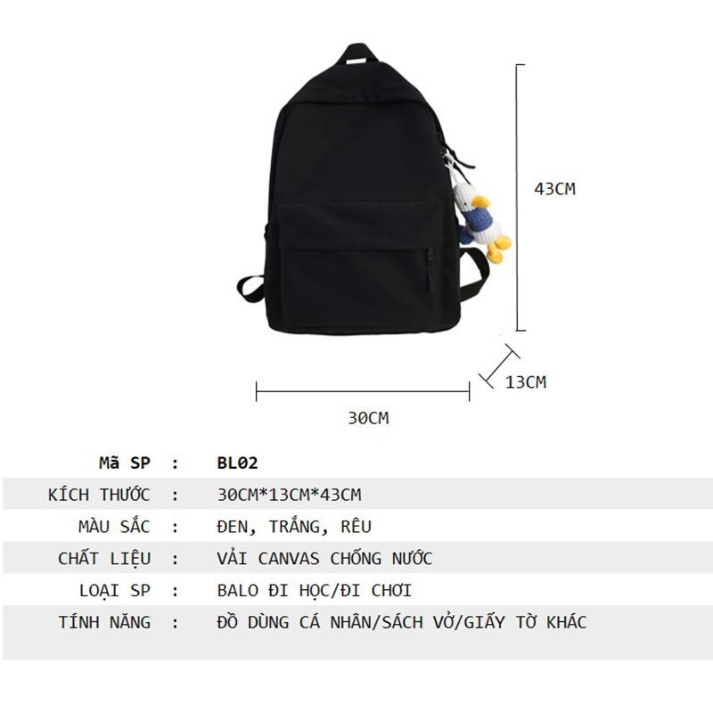 Balo Ulzzang Hàn Quốc Nam Nữ Thời Trang Giá Rẻ Cute Dễ Thương Basic BL02