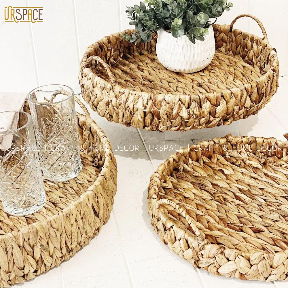 Khay tròn URSPACE đựng trái cây, bánh kẹo bằng lục bình thân thiện môi trường / ROUND HYACINTH TRAY