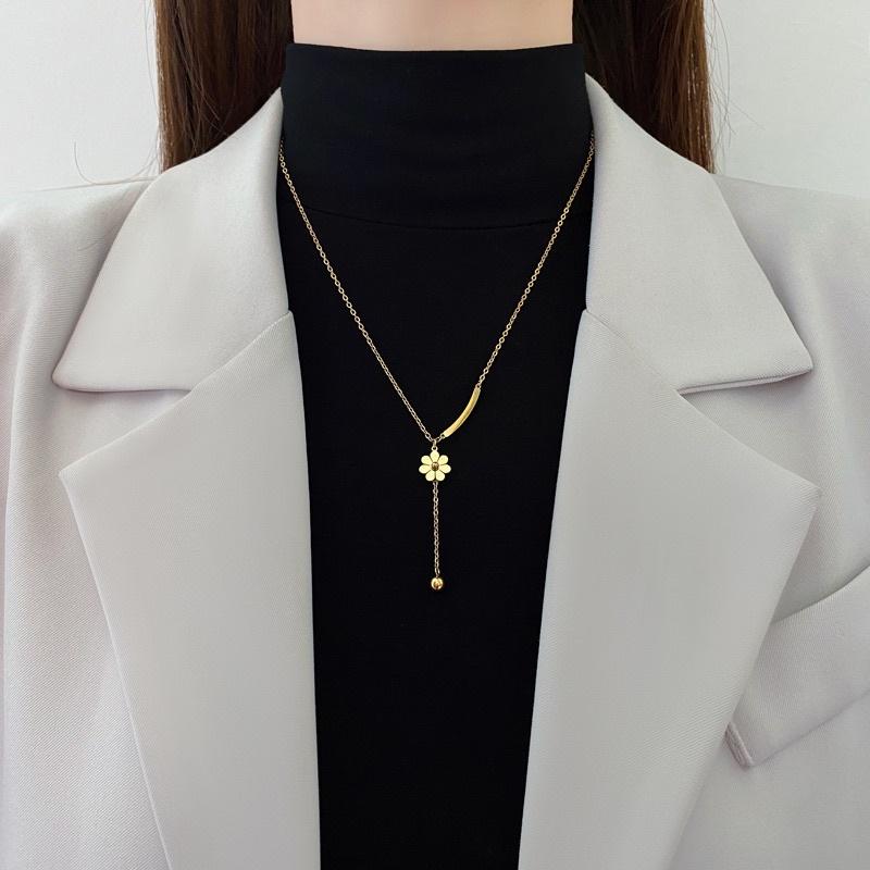 N22 Dây Chuyền Vòng Cổ Dài Hoa Cúc Vàng Gold Đẹp