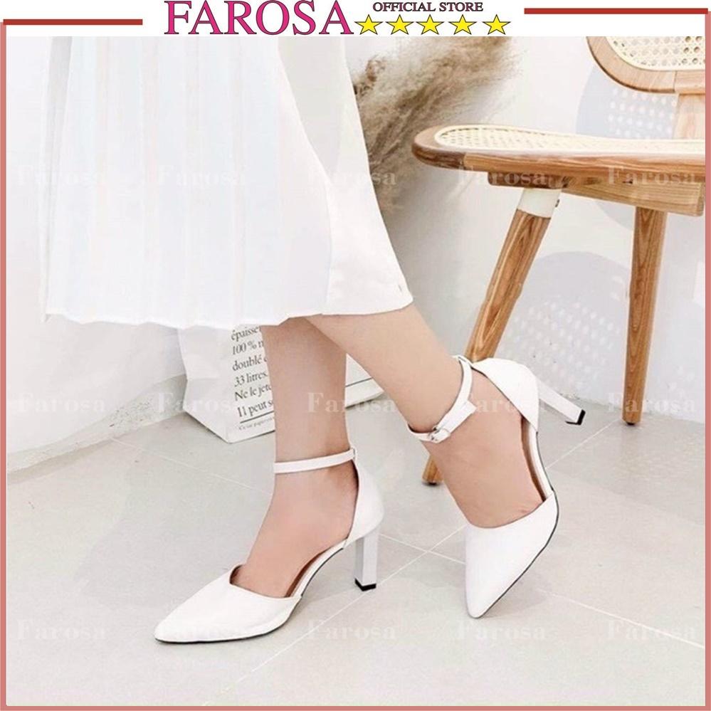 Dép sandal nữ cao gót 9cm bít gót FAROSA mũi nhọn lên chân cực xinh - C22