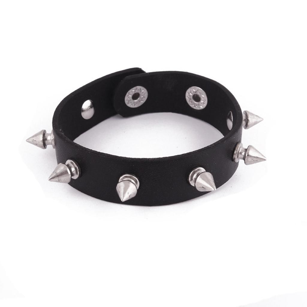 Punk Rock Rivet Stud Leather Bangle Bracelet Wristband Cuff Women Men