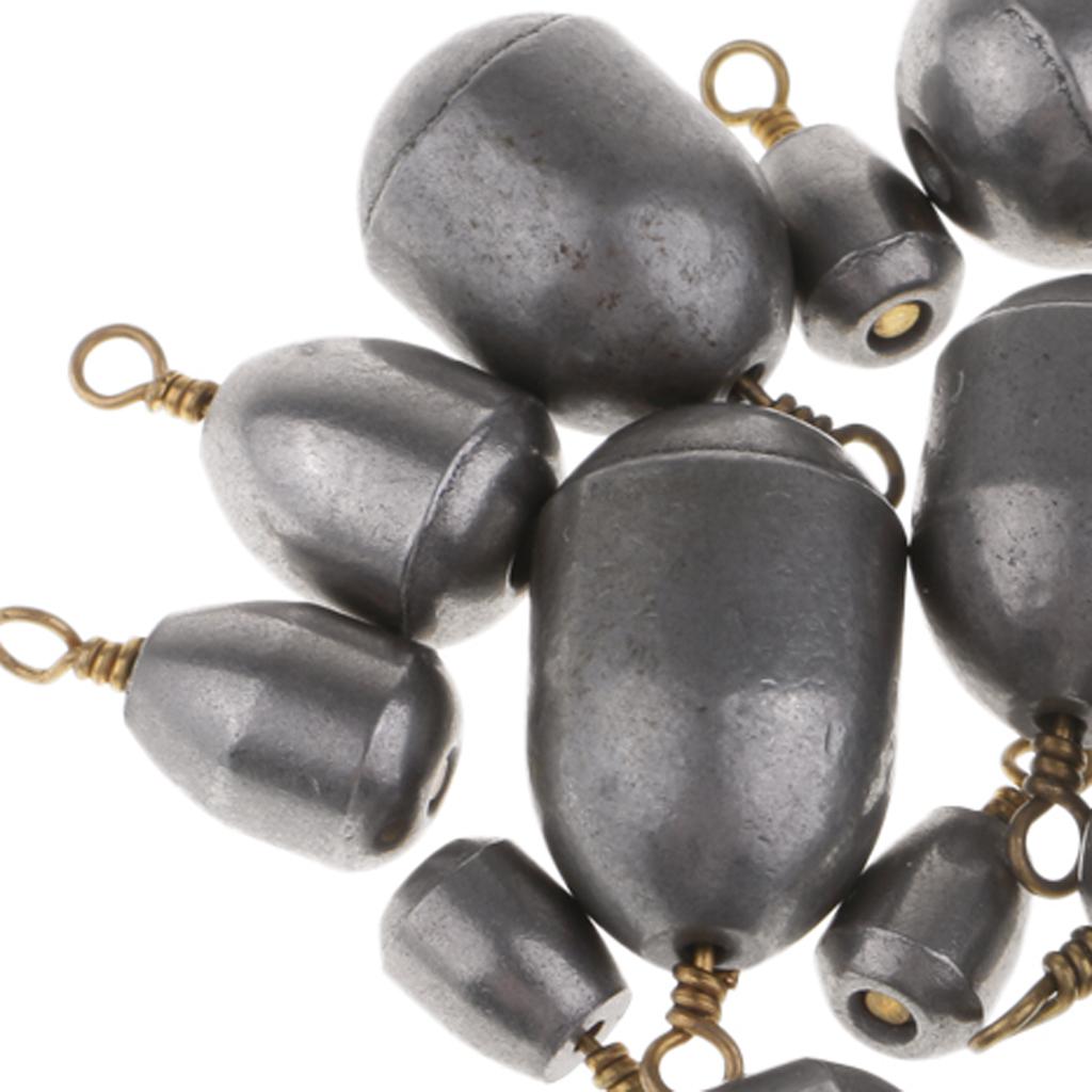 18pcs Mixed Size Iron Bank Sinker Fishing Weights Slip Sinker Fishing Tackle