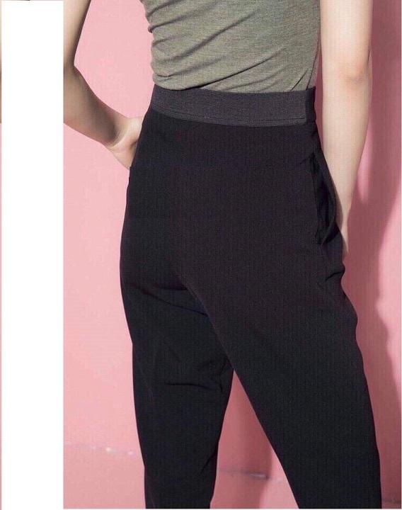 Quần baggy quần tây cạp chun sau lưng, vải tuyết mưa cao cấp - Màu Đen - SIZE L DƯỚI 55KG (bụng 76+-2, mông 92+- 2) dài quần 90cm