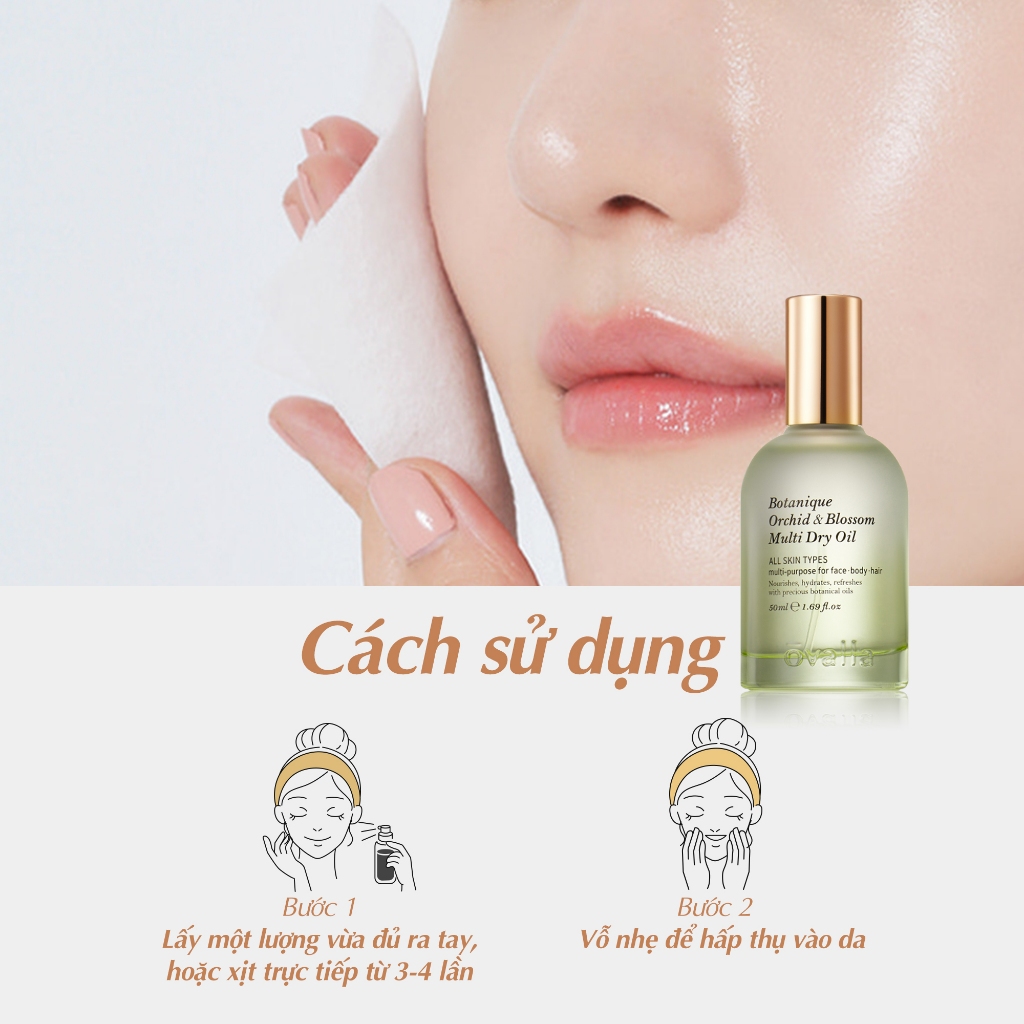 [SALE 70% DATE GẦN] Dầu Dưỡng Ẩm Đa Năng OVALLA Thuần Chay Giúp Giảm Nhăn, Làm Sáng Da Và Chống Lão Hóa Cho Da Khô (Lọ 50ml)