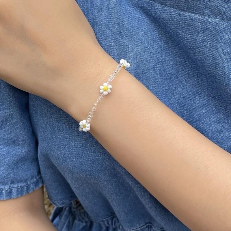 N71 Vòng tay, dây chuyền , Nhẫn handmade hoa cúc trắng đục Daisy phong cách Hàn Quốc xinh xắn