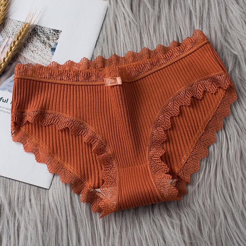 Set 10 quần lót nữ cotton gân tăm kháng khuẩn viền ren sexy QL05