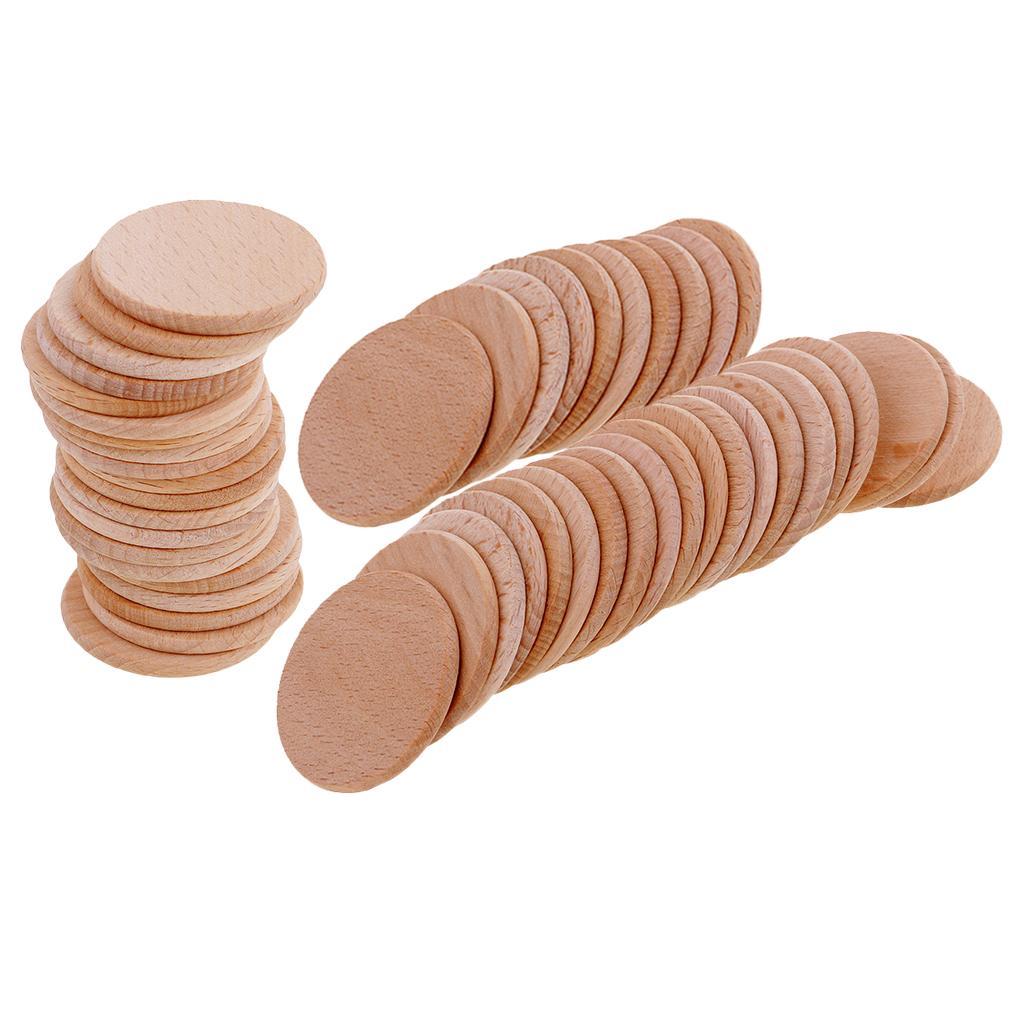 Pieces Blank Round Unfinished Wood Embellishments for Art DIY Crafts 36mm